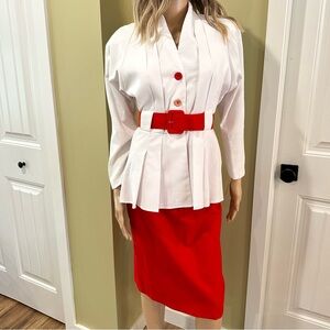 Vintage Skirt Suit Women’s Size 9 Belted Peplum NWT Medium